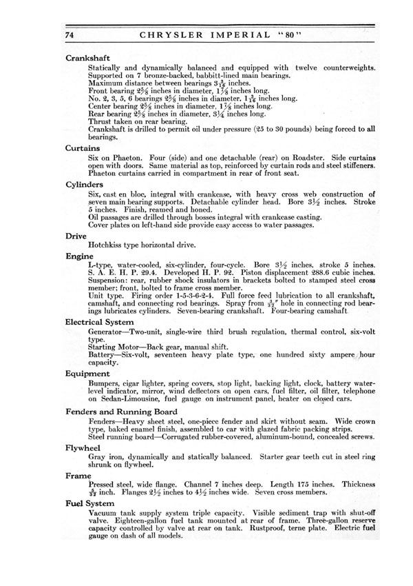 1926 Chrysler Imperial 80 Operators Manual Page 1